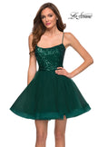 Picture of: Tulle and Sequin Short Party Dress with Corset Back in Emerald, Style: 29237, Main Picture