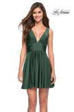 Picture of: Short Flare Dress with V Neckline and Fitted Waist in Emerald, Style 30926, Main Picture