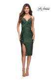 Picture of: Midi Jersey Dress with High Slit and Ruffle Detail in Emerald, Style 30925, Detail Picture 1