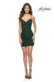 Picture of: Bustier Top Dress with Ruched Skirt and Lace Up Back in Emerald, Style: 31739, Detail Picture 3