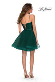 Picture of: Tulle and Sequin Short Party Dress with Corset Back in Emerald, Style: 29237, Detail Picture 4