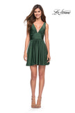 Picture of: Short Flare Dress with V Neckline and Fitted Waist in Emerald, Style 30926, Detail Picture 4