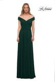 Picture of: Off the Shoulder Net Jersey Long Dress with Ruching in Emerald, Main Picture