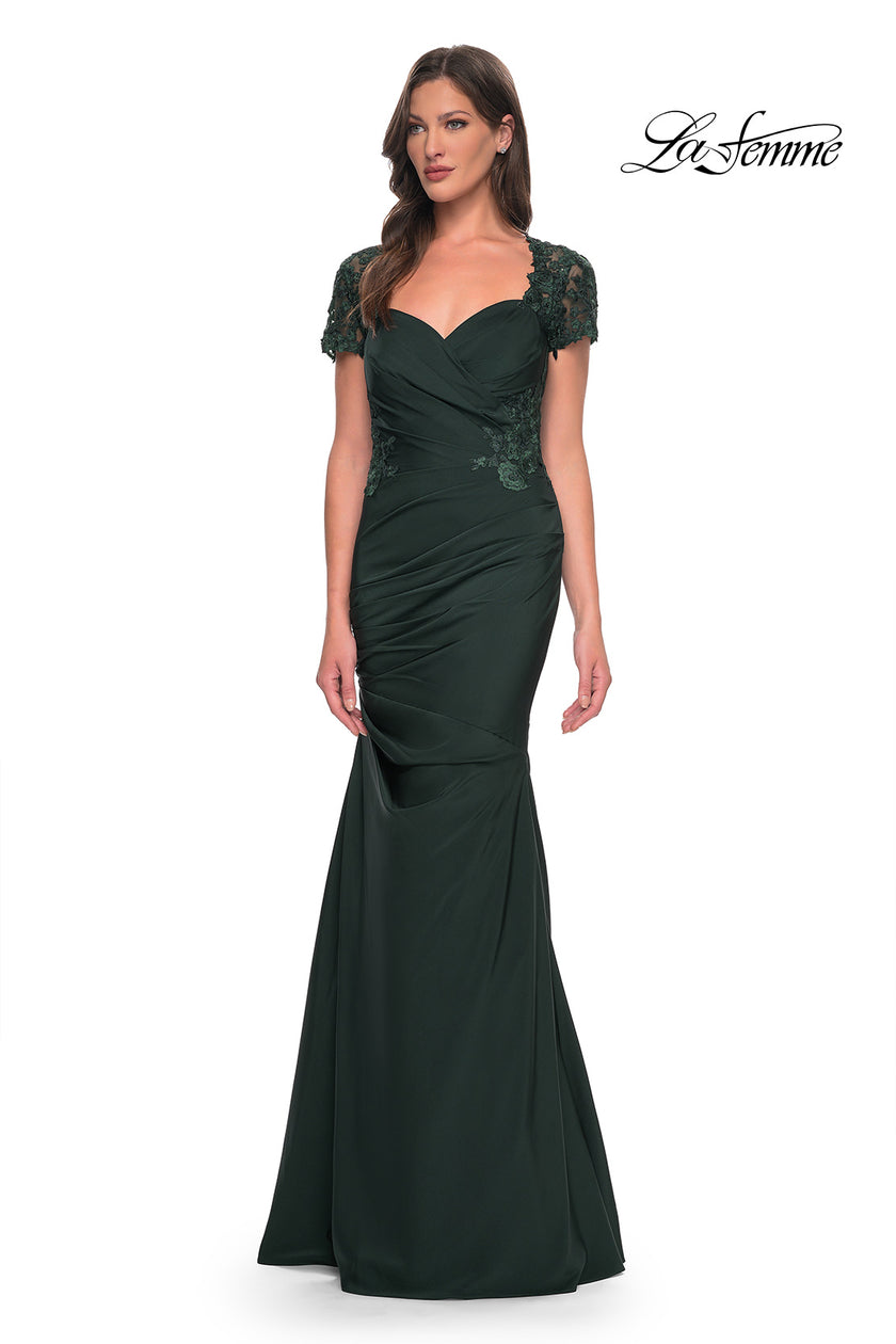 Picture of: Satin Evening Dress with Lace and Scoop Neckline, Style: 27989, Detail Picture 8