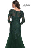 Picture of: Mermaid Tulle and Lace Dress with Scallop Detailed Neckline in Emerald, Style: 30823, Detail Picture 8