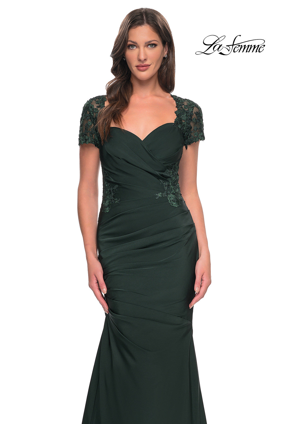 Picture of: Satin Evening Dress with Lace and Scoop Neckline, Style: 27989, Detail Picture 16