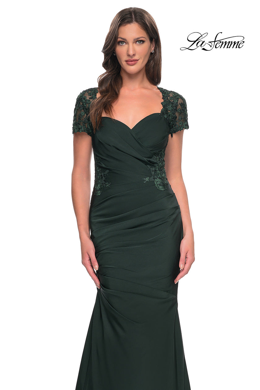 Picture of: Satin Evening Dress with Lace and Scoop Neckline, Style: 27989, Detail Picture 16