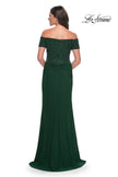 Picture of: Net Jersey Long Gown with Exquisite Beaded Design in Gunmetal, Style: 30057, Detail Picture 2