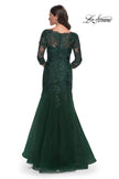 Picture of: Mermaid Tulle and Lace Dress with Scallop Detailed Neckline in Emerald, Style: 30823, Detail Picture 2