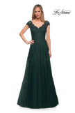 Picture of: Short Sleeve Lace Gown with Cascading Embellishments, Style: 26942, Detail Picture 3