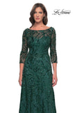 Picture of: Beautiful Beaded Long Dress with Illusion Sleeves in Emerald, Style: 31690, Detail Picture 3