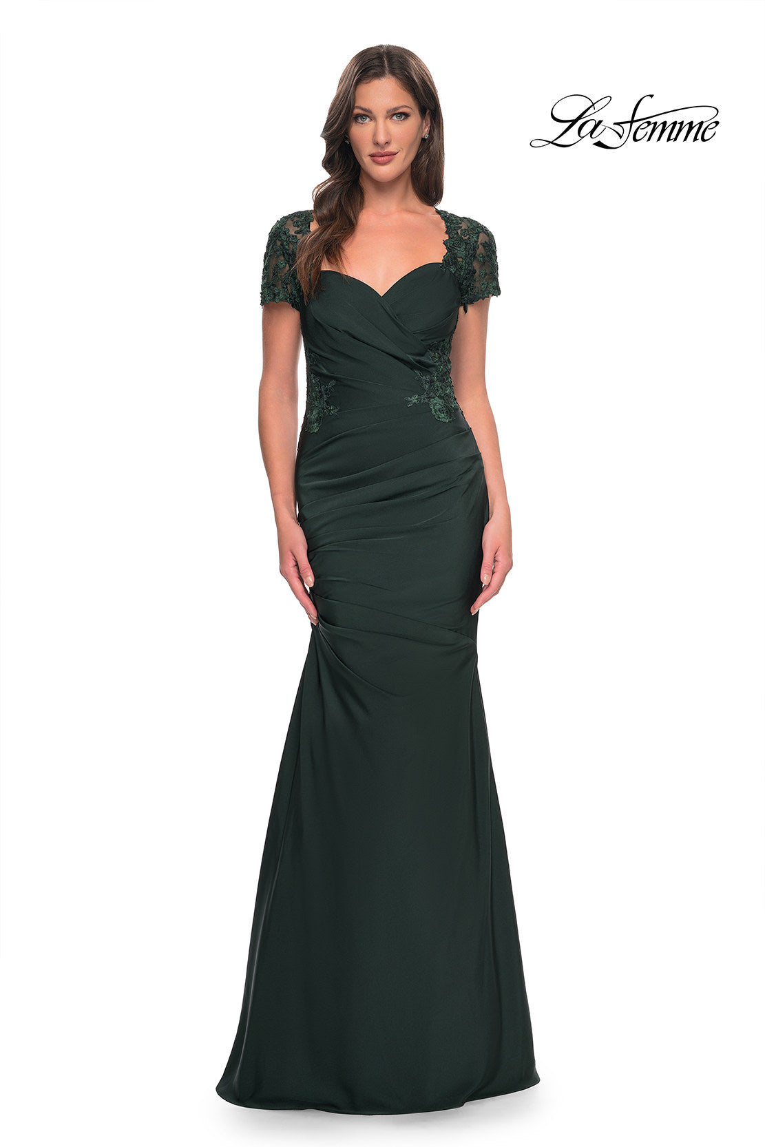 Picture of: Satin Evening Dress with Lace and Scoop Neckline, Style: 27989, Detail Picture 6