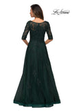 Picture of: Lace and Tulle A-line Gown with Three Quarter Sleeves, Style: 28036, Detail Picture 7