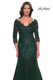 Picture of: Mermaid Tulle and Lace Dress with Scallop Detailed Neckline in Emerald, Style: 30823, Detail Picture 7