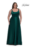 Picture of: A-line Satin Plus Prom Dress with Rhinestone Neckline in Emerald , Style: 33026, Detail Picture 5