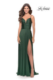 Picture of: Versatile Long Jersey Gown with V and Slit in Emerald, Style: 31090, Main Picture