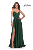 Picture of: Luxury Satin Gown with Criss Cross Bodice in Emerald, Style: 31233, Main Picture