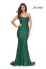 Picture of: Stretch Sequin Gown with Draped Neckline and Mermaid Skirt in Green, Style: 32340, Main Picture