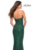 Picture of: Strapless Sweetheart Luxe Sequin Gown in Emerald, Detail Picture 9