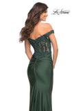 Picture of: Illusion Lace Top with Jersey Long Gown in Green, Style: 30741, Detail Picture 10