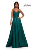 Picture of: Mikado A-line Gown with Lace Detail Neckline in Emerald, Style: 32878, Detail Picture 13