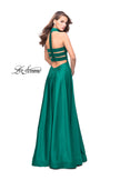 Picture of: Strapless Satin A-line Ball Gown with Attached Choker in Emerald, Style: 25680, Back Picture