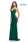 Picture of: Unique Jersey Dress with Open Criss Cross Sides in Emerald, Style: 31315, Detail Picture 1