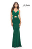Picture of: Cut Out Long Soft Jersey Dress with Criss Cross Bodice in Emerald, Style: 31360, Detail Picture 1