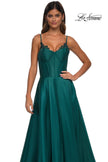 Picture of: Mikado A-line Gown with Lace Detail Neckline in Emerald, Style: 32878, Detail Picture 32