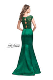 Picture of: Off the Shoulder Mikado Prom Dress with Lace and Beads in Emerald, Style: 25926, Detail Picture 2