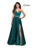 Picture of: Satin A-line Gown with Rhinestone Belt and Straps in Emerald, Style: 28695, Detail Picture 2