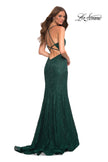 Picture of: Stretch Lace Gown with Flattering Seams at Waist in Emerald, Detail Picture 2