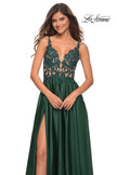 Picture of: Gorgeous Satin Gown with Sheer Lace Bodice in Emerald, Detail Picture 3