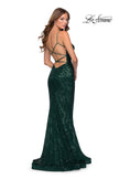 Picture of: Sequin Mermaid Prom Dress with Strappy Back in Emerald, Style: 28519, Detail Picture 4