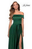Picture of: Satin Off the Shoulder Evening Dress with Pockets in Emerald, Style: 28978, Detail Picture 4
