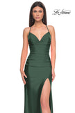 Picture of: Ruched Jersey Prom Dress with Slit in Jewel Tones in Emerald, Style 31130, Detail Picture 5