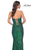 Picture of: Stretch Sequin Gown with Draped Neckline and Mermaid Skirt in Green, Style: 32340, Detail Picture 5