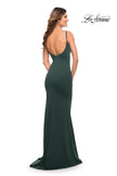 Picture of: Simple Elegant Long Jersey Dress with Scoop Neck in Emerald, Style: 30541, Detail Picture 6