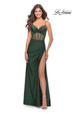 Picture of: Illusion Bodice Dress with Boning and Twist Detail in Emerald, Style: 31229, Detail Picture 6