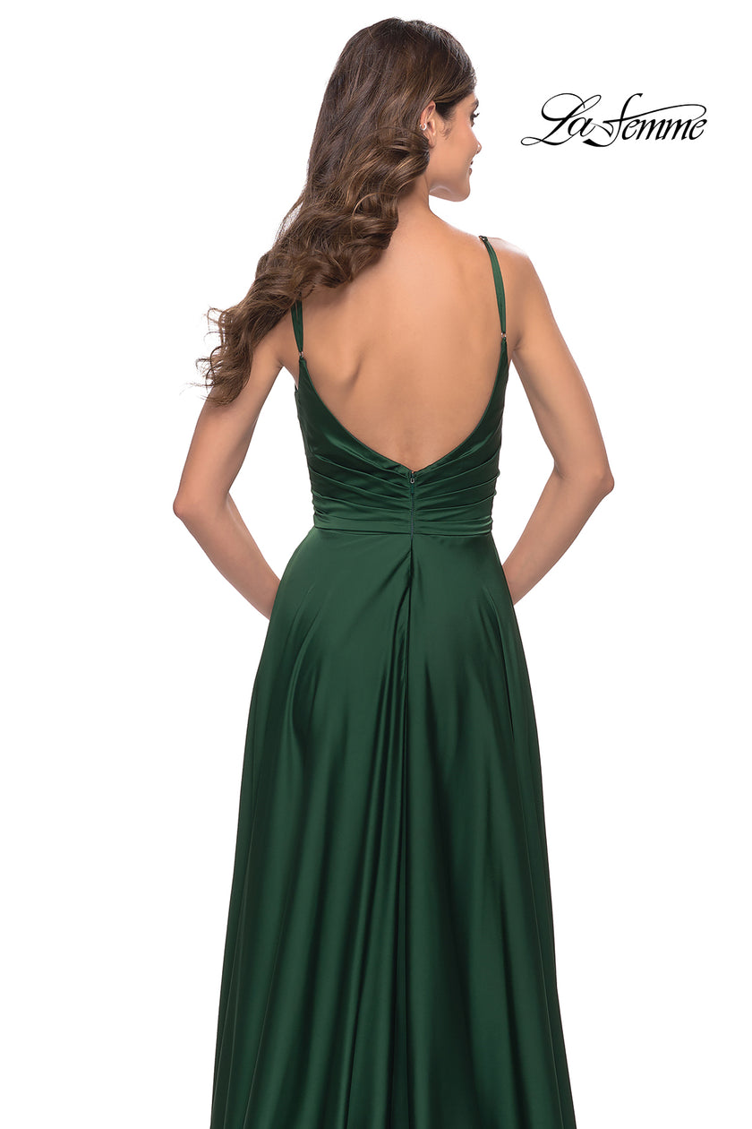 Picture of: Luxury Satin Gown with Criss Cross Bodice in Emerald, Style: 31233, Detail Picture 6