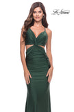 Picture of: Twist Front Cut Out Rhinestone Jersey Dress in Emerald, Style: 31339, Detail Picture 6