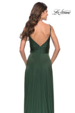 Picture of: Versatile Long Jersey Gown with V and Slit in Emerald, Style: 31090, Detail Picture 7
