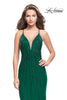 Picture of: Long Metallic Beaded Prom Gown with Front Cut Outs in Forest Green, Style: 26300, Main Picture