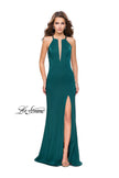 Picture of: Long Jersey Prom Dress with Beaded Strappy Open Back in Forest Green, Style: 25669, Detail Picture 2