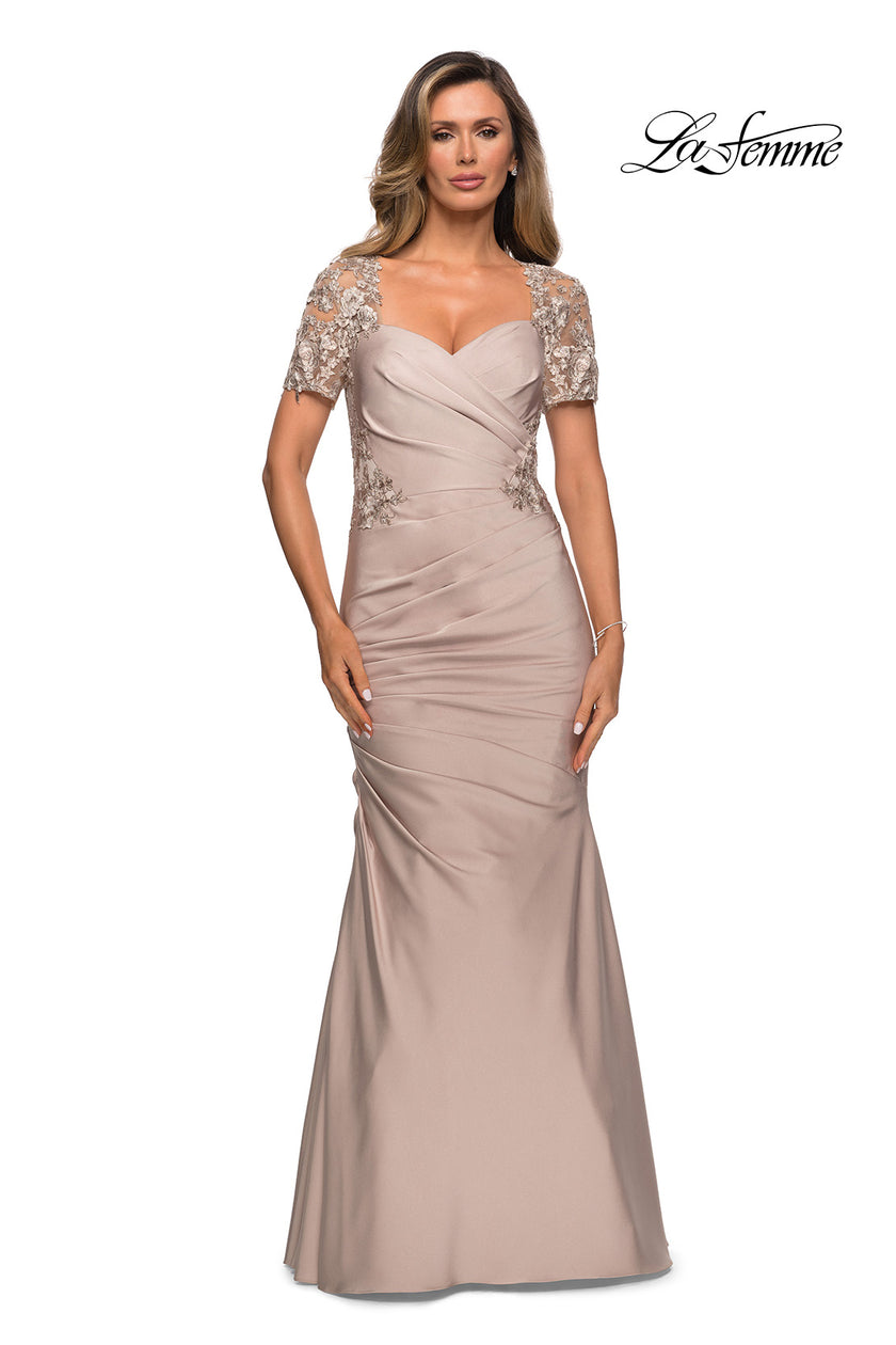 Picture of: Satin Evening Dress with Lace and Scoop Neckline, Style: 27989, Detail Picture 12