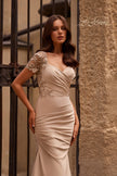 Picture of: Satin Evening Dress with Lace and Scoop Neckline, Style: 27989, Detail Picture 1