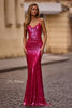 Picture of: Gorgeous Metallic Prom Dress with Ruching and Illusion Back in Fuchsia , Style: 33034, Main Picture