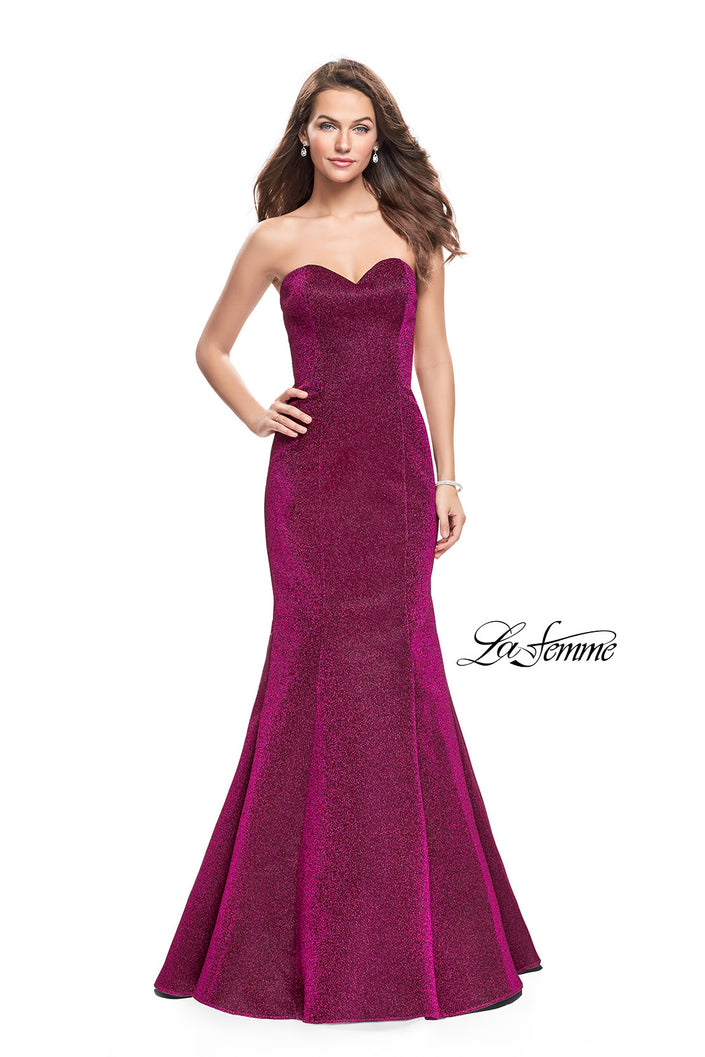 Picture of: Form Fitting Mermaid Prom Dress with Open Back in Fuchsia, Style: 25811, Detail Picture 2