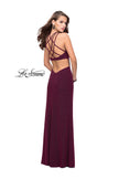 Picture of: Long Sparkly Dress with High Neckline and Side Slit in Fuchsia, Style: 25346, Detail Picture 4