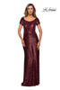 Picture of: Long Sequin Evening Dress with Cap Sleeves in Garnet, Style: 27916, Detail Picture 2